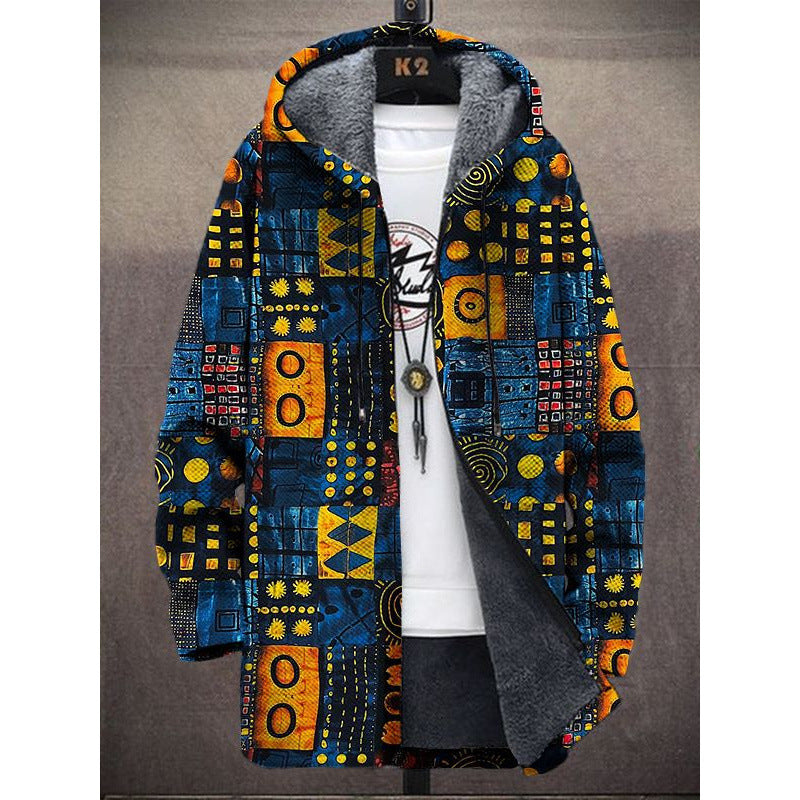 Men's Munsieur Brand Fashion Digital Printing Fleece Padded Coat