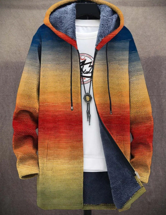 Men's Munsieur Brand Fashion Digital Printing Fleece Padded Coat