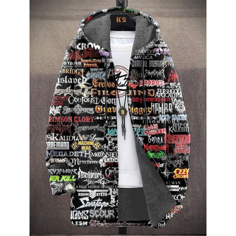 Men's Munsieur Brand Fashion Digital Printing Fleece Padded Coat