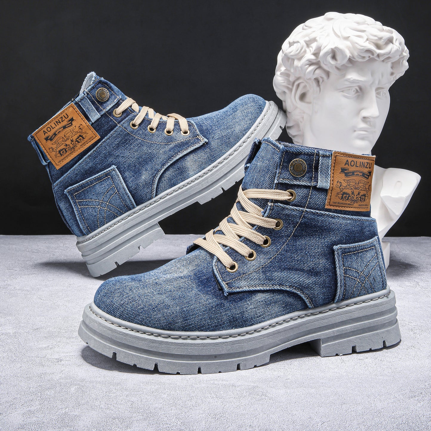 Men's High-top Striders for Men Denim Casual