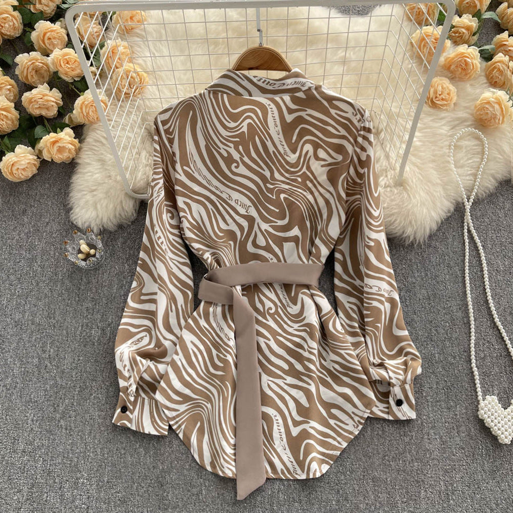 Long Sleeve Top Loose Striped Blouse