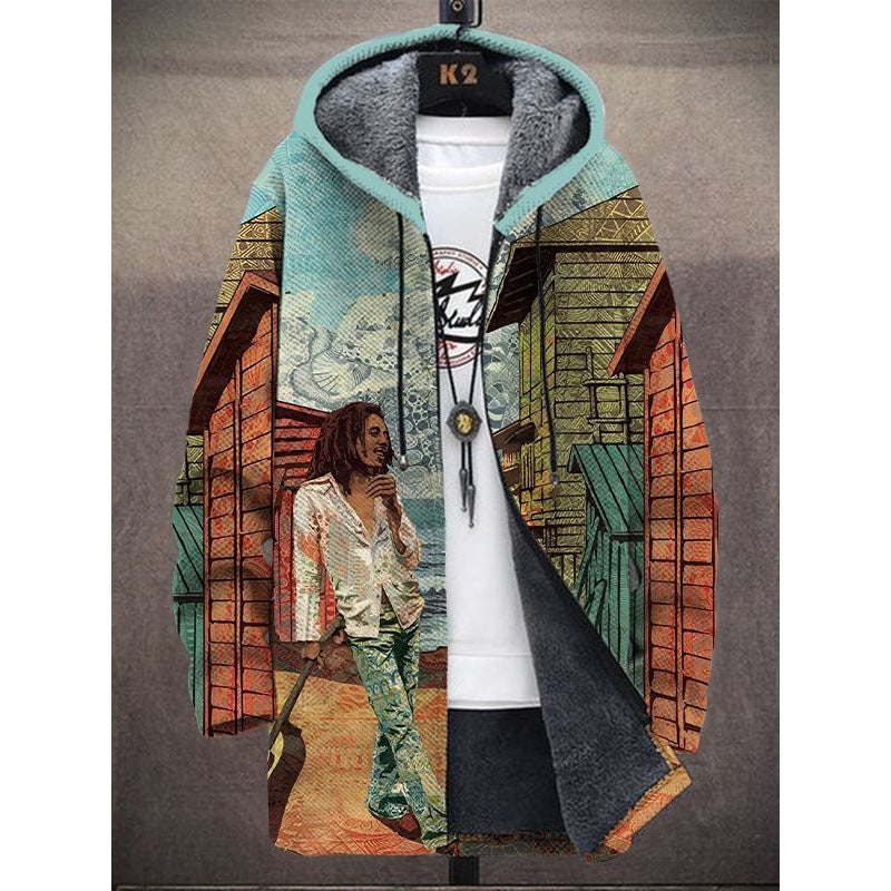 Men's Munsieur Brand Fashion Digital Printing Fleece Padded Coat