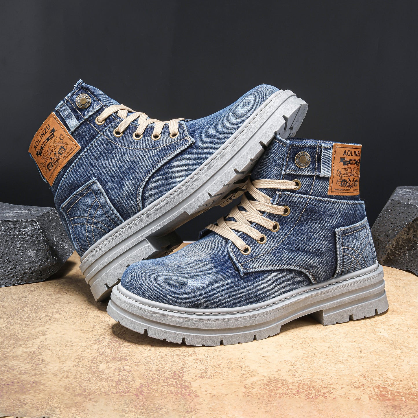 Men's High-top Striders for Men Denim Casual
