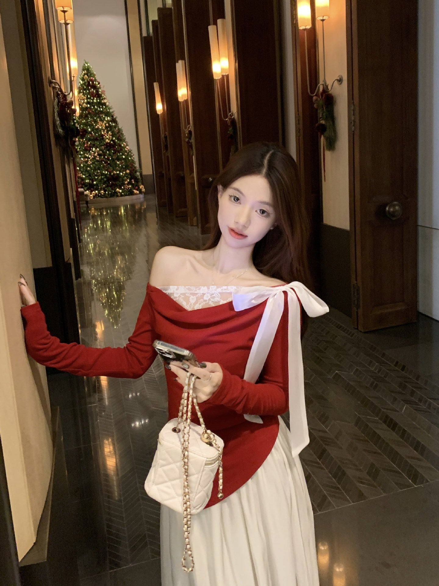 Women's Dress Elegant Autumn And Winter Temperament Lace Stitching Dress