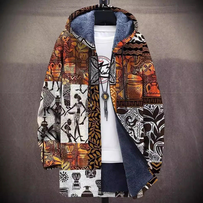 Men's Munsieur Brand Fashion Digital Printing Fleece Padded Coat