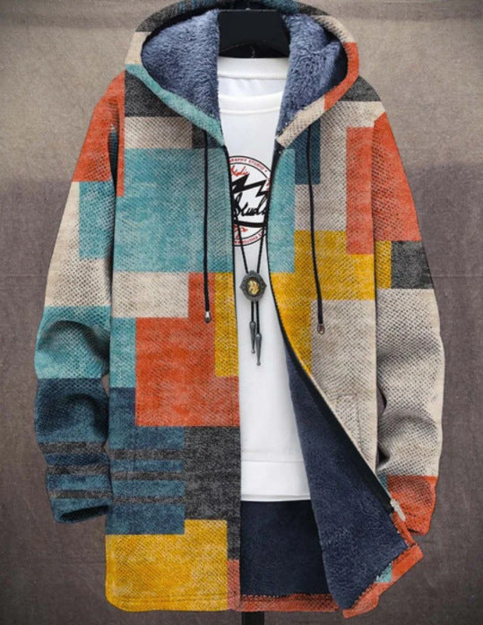 Men's Munsieur Brand Fashion Digital Printing Fleece Padded Coat
