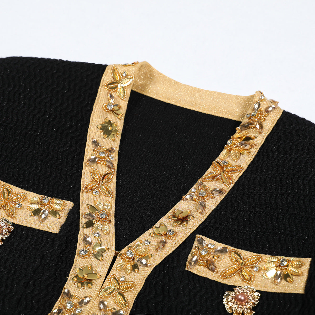 Women's Fashionable Knitted Sequin Bead Cardigan Sweater Set + Hip Skirt