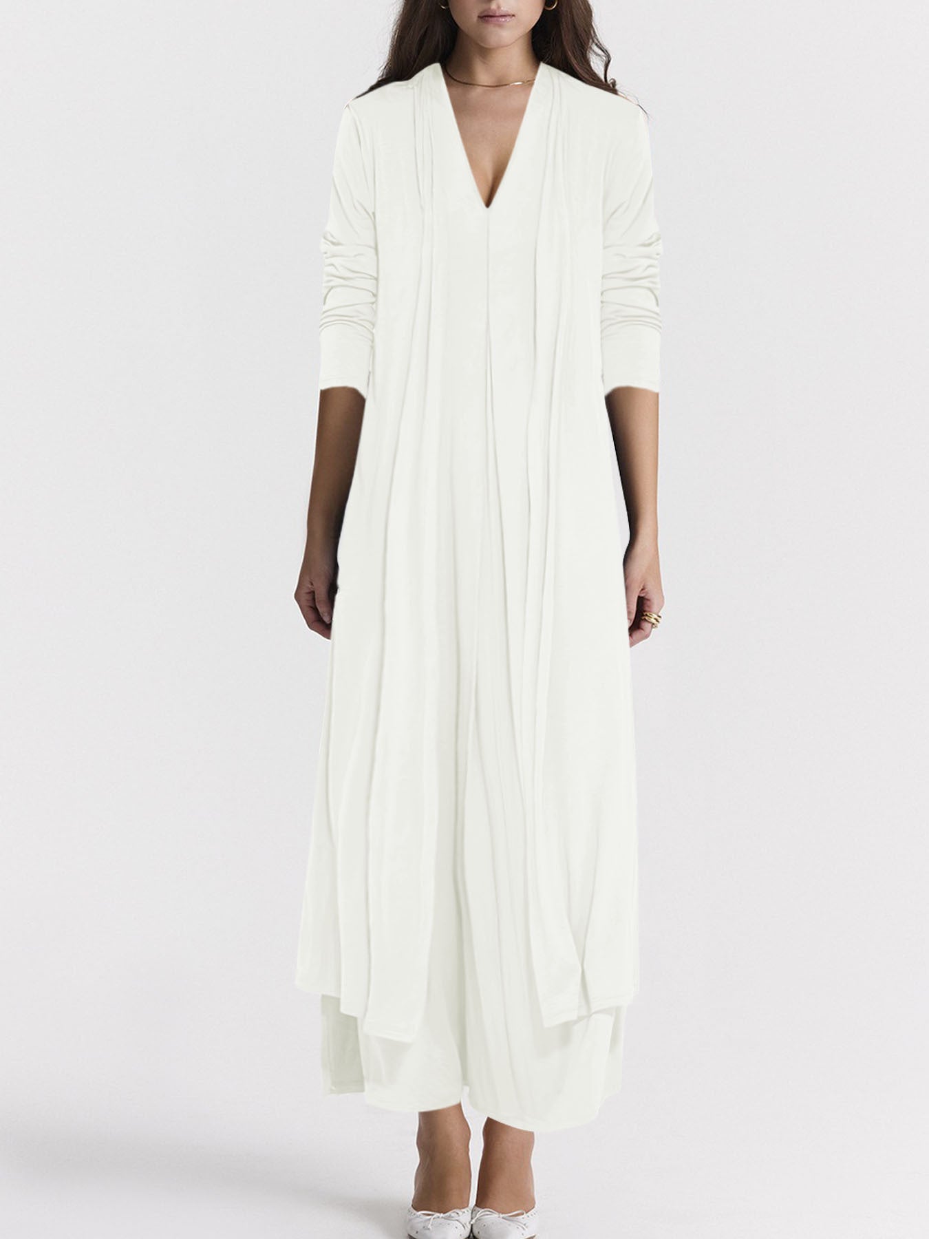 Women's Casual Solid Color And V-neck Cardigan Dress for Women
