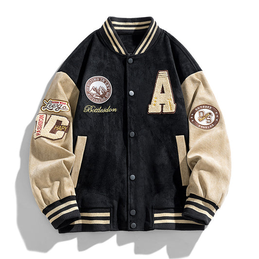 Men's American Retro Loose Letter Baseball Coat - Munsieur