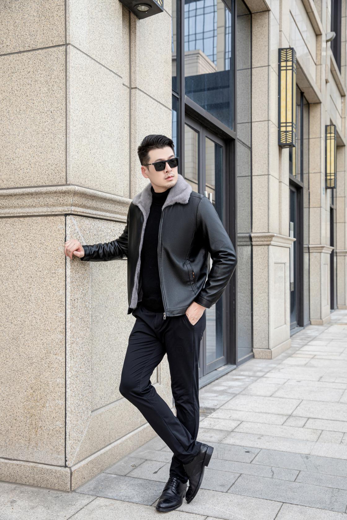 White Fleece-lined Thick Loose Casual Leather Coat For Men