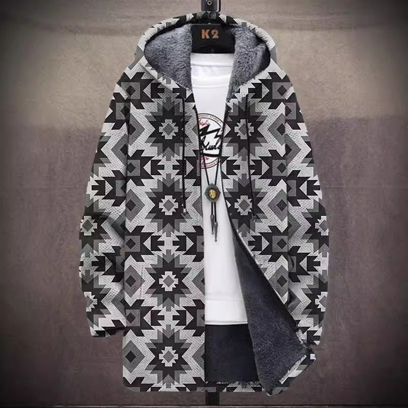 Men's Munsieur Brand Fashion Digital Printing Fleece Padded Coat