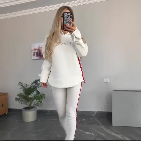 Women's Simple Printed Casual 2pc Leggings + Sweater Set