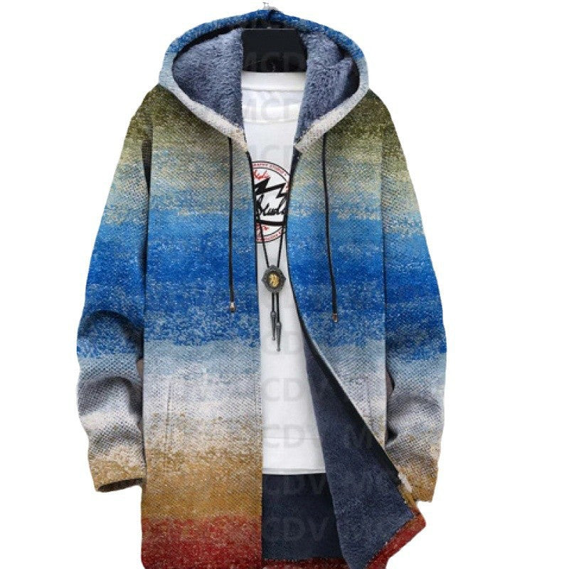 Men's Munsieur Brand Fashion Digital Printing Fleece Padded Coat