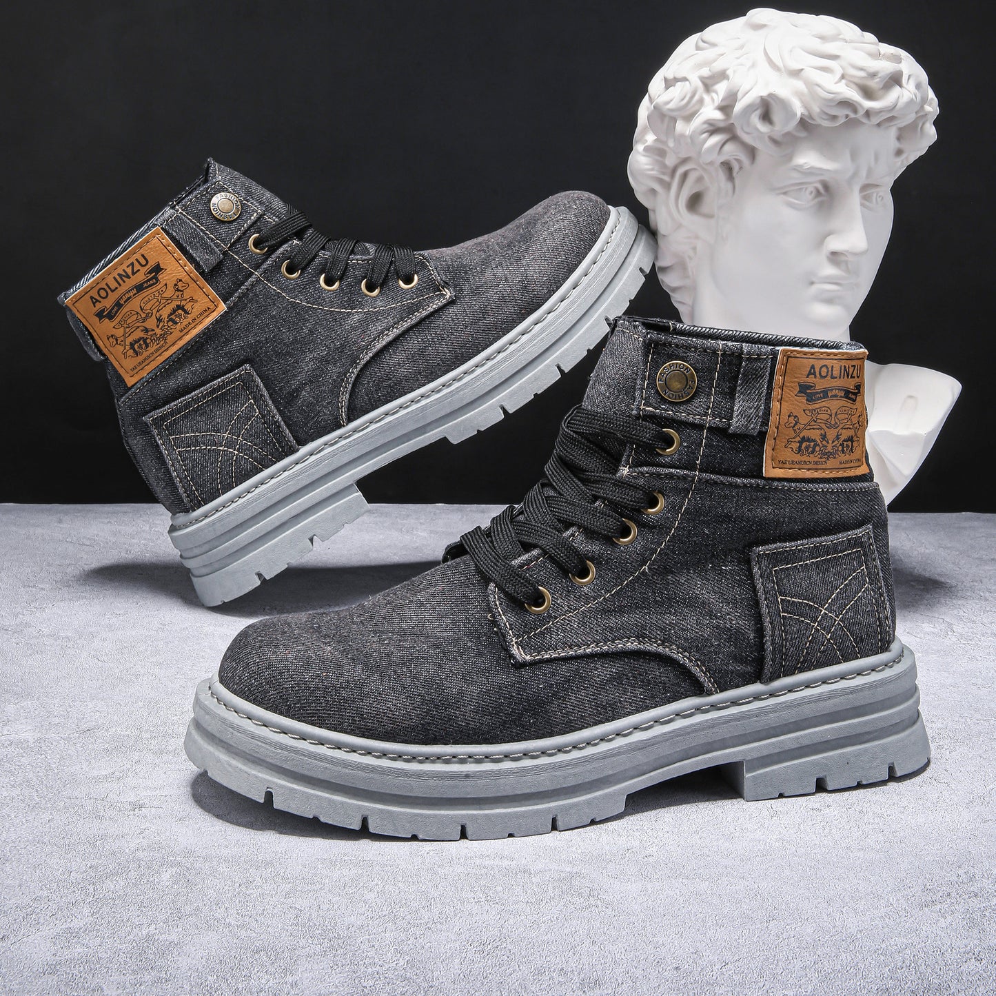 Men's High-top Striders for Men Denim Casual
