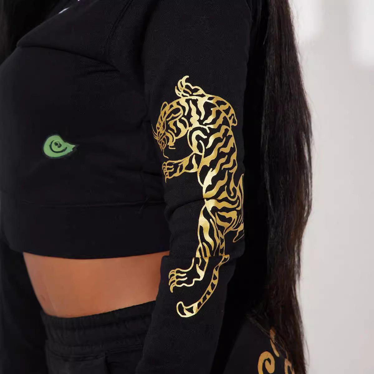 Women's 2pc Fashion Casual And Comfortable Sweatsuit Sweater + Leggings Painted Zipper With Printed Two-piece