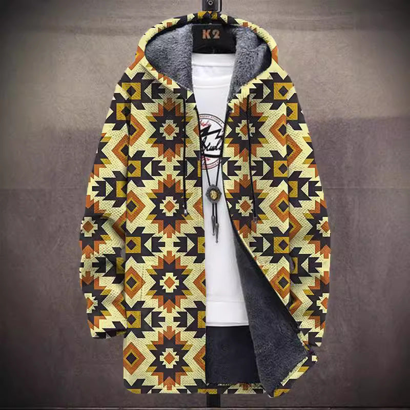 Men's Munsieur Brand Fashion Digital Printing Fleece Padded Coat