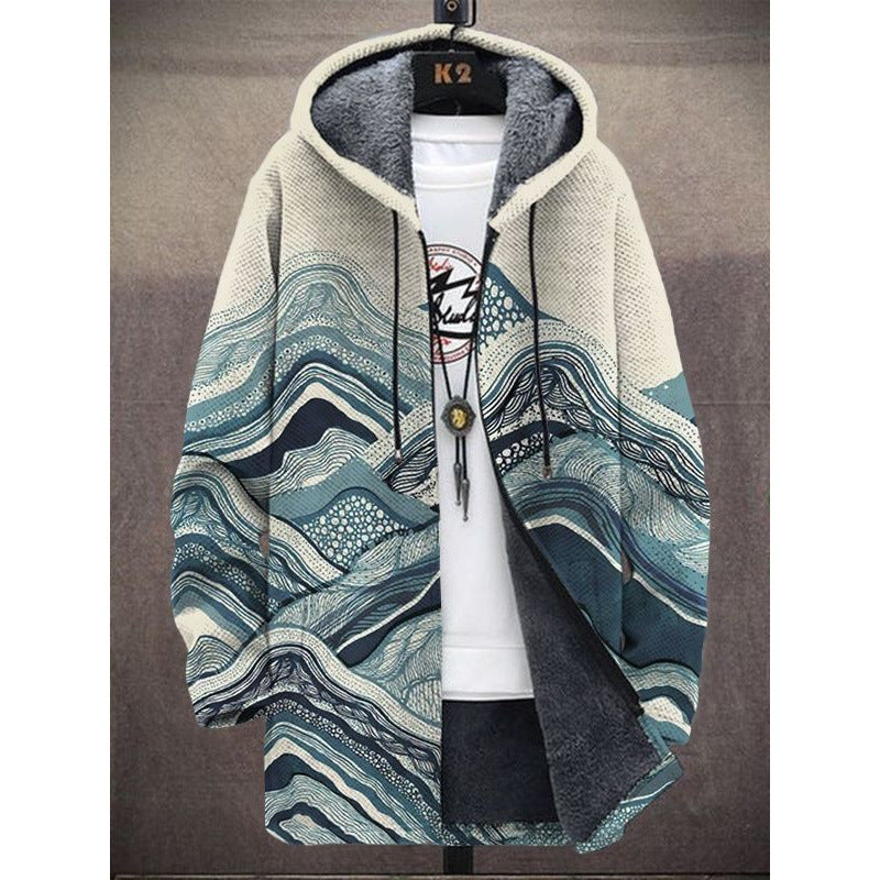 Men's Munsieur Brand Fashion Digital Printing Fleece Padded Coat