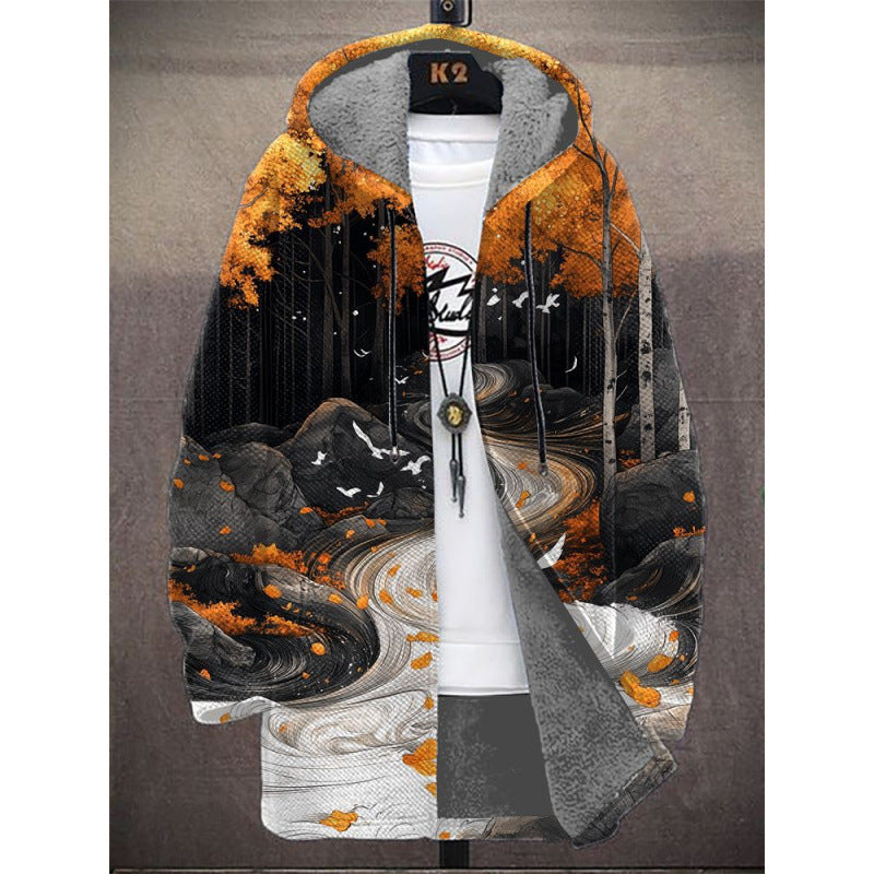 Men's Munsieur Brand Fashion Digital Printing Fleece Padded Coat