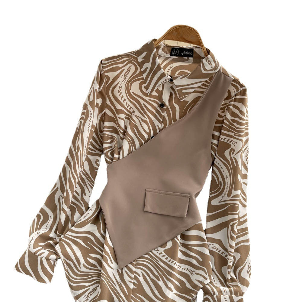 Long Sleeve Top Loose Striped Blouse