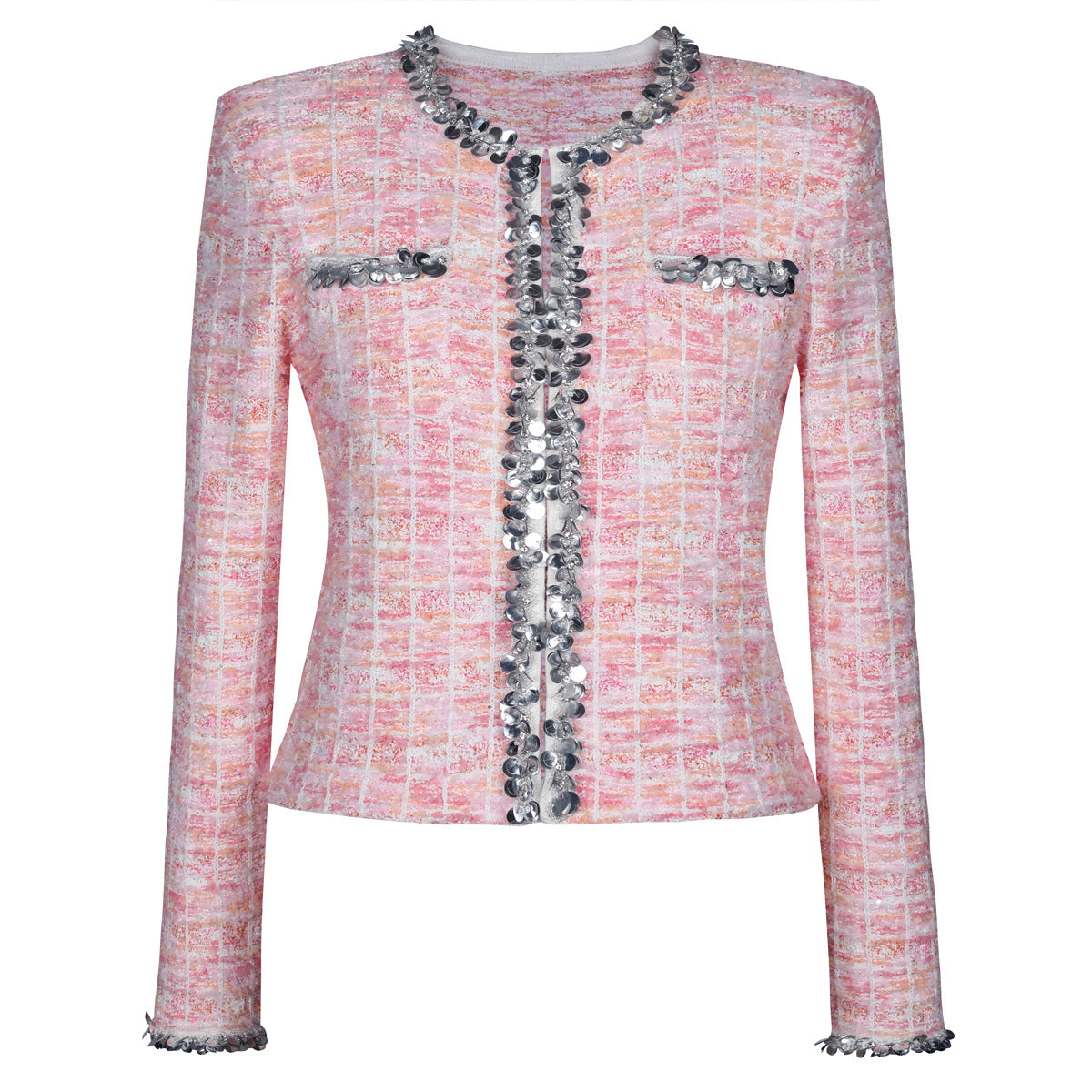 Women's Knitted Sequined Wool Cardigan Sweater + Hip Skirt