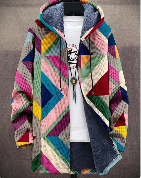 Men's Munsieur Brand Fashion Digital Printing Fleece Padded Coat
