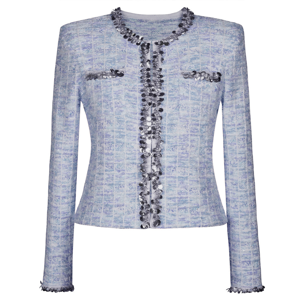 Women's Knitted Sequined Wool Cardigan Sweater + Hip Skirt