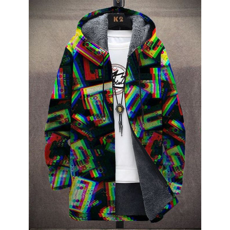 Men's Munsieur Brand Fashion Digital Printing Fleece Padded Coat