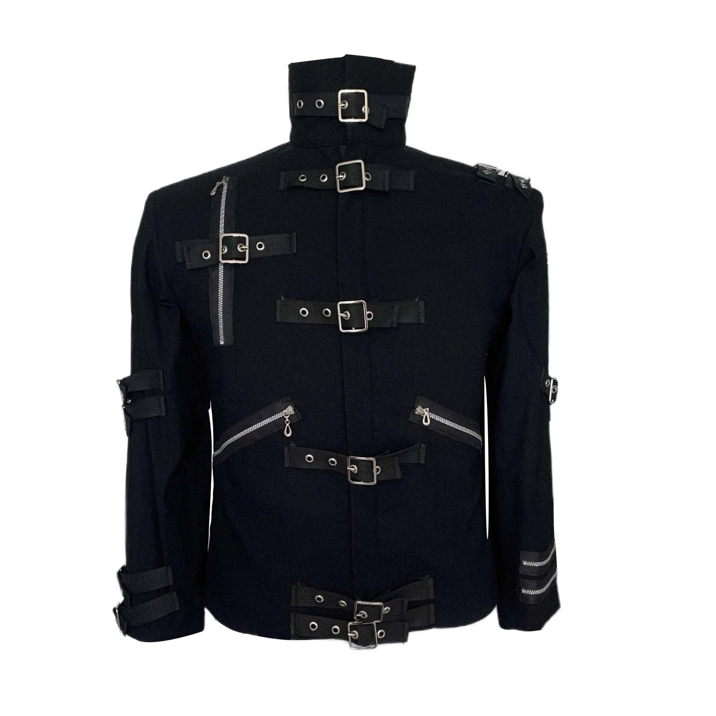 Impersonator Michael Jackson Who's BAD Concert Jacket with Punk Rivet Black Outwear