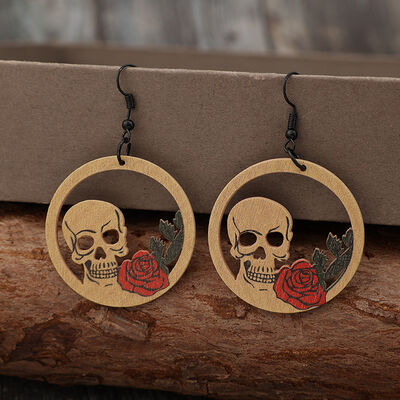 Wooden Cutout Skeleton Earrings - Munsieur