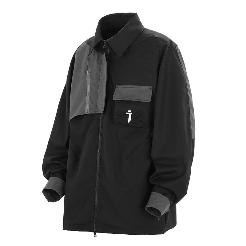 Irregular Splicing Coat Men's Loose Casual Polo Collar