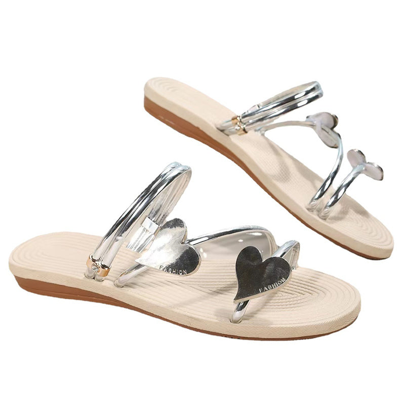 Heart Shape Slippers Summer Flats Love Beach