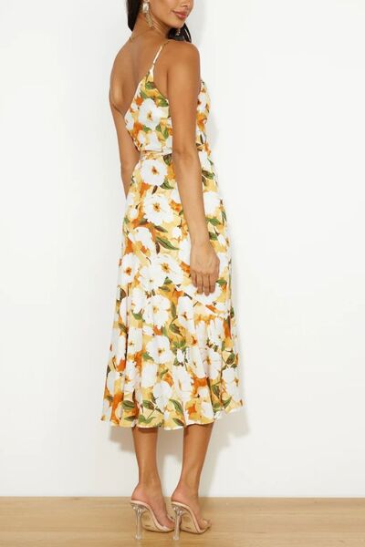 Ruched Printed Single Shoulder Midi Dress - Munsieur