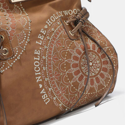 Nicole Lee USA Side Braided Tassel Inlaid Rhinestone Embroidery Hobo Bag - Munsieur