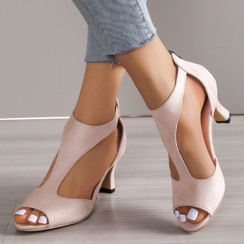 Women's Zippered High Heels Fish Mouth Heels