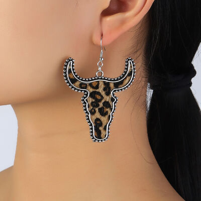 Alloy Animal Print Cow Head Earrings - Munsieur