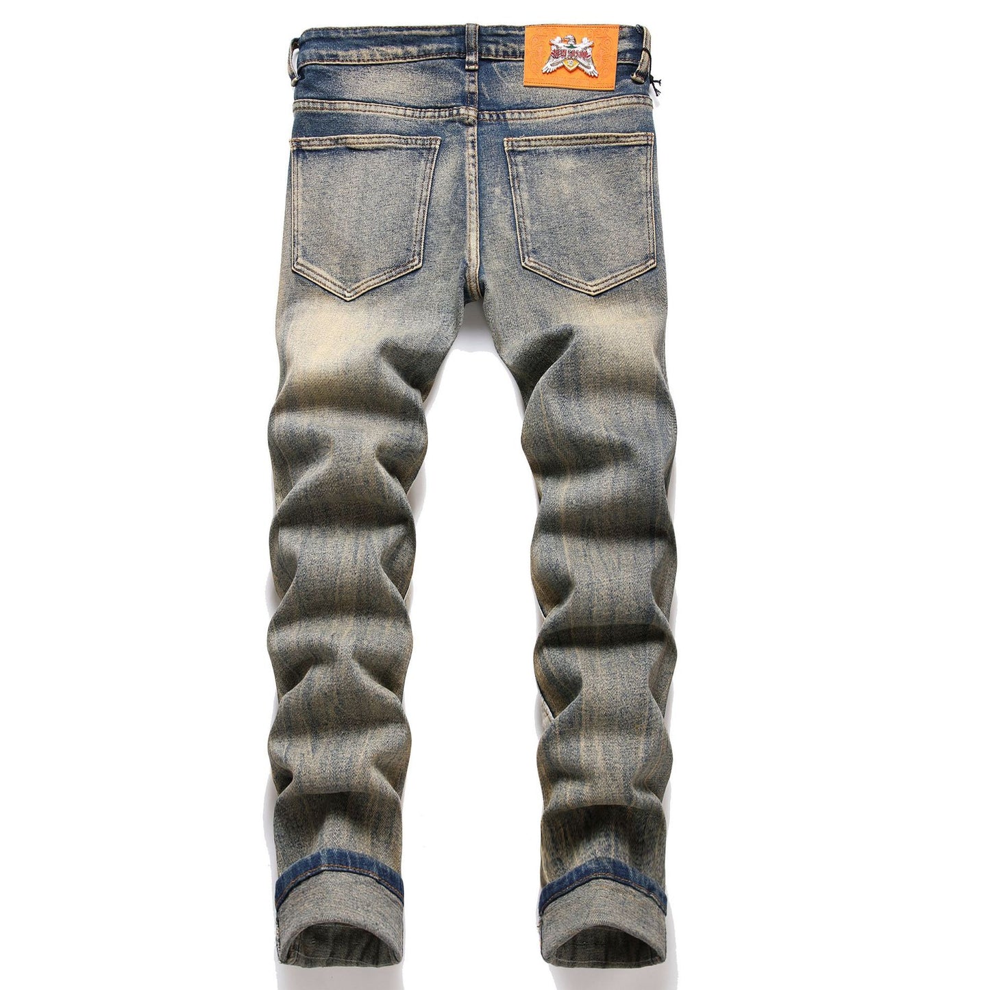 Men's Spliced Cut-off Multi-pocket Trendy Slim Fit Mid-rise Pants