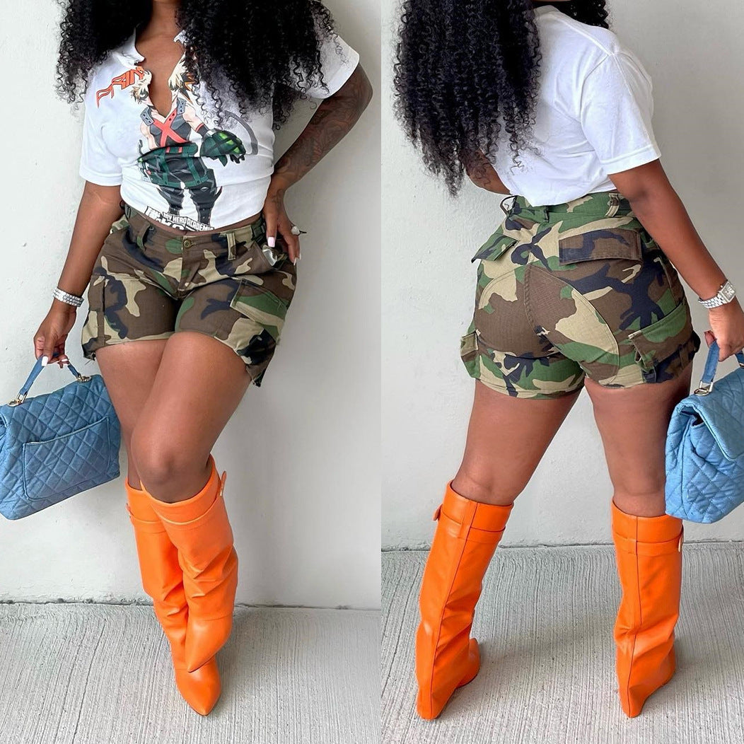 Women's Camouflage Printed Stitching and Tooling Bottoms - Munsieur