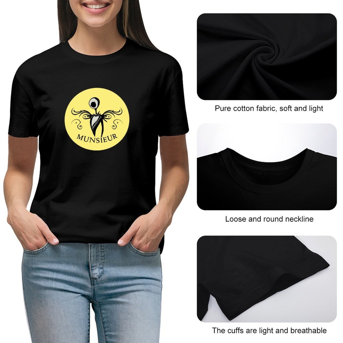 Women's Munsieur T-shirt Halloween Collection 'Grim" Designer Streetwear for Her