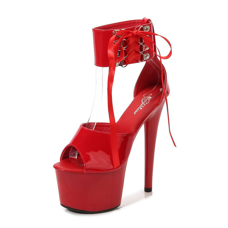 Women's Waterproof Platform Patent Leather Special High Heels