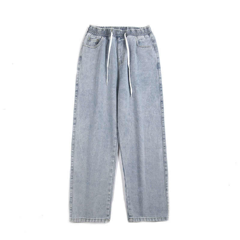 Men's Elastic Waist Loose Straight Drooping Mop Pants