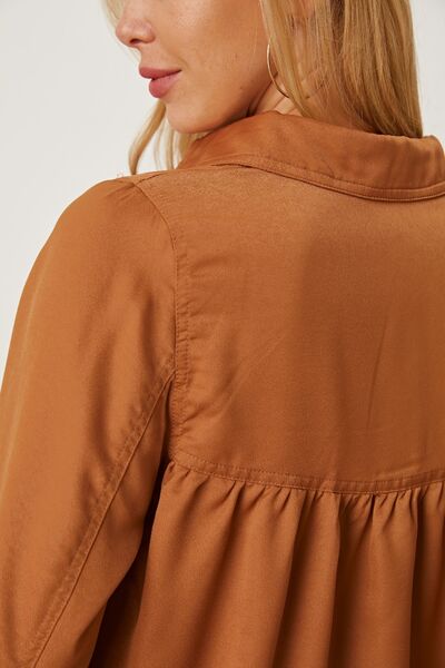 Balloon Sleeve Collared Neck Blouse - Munsieur