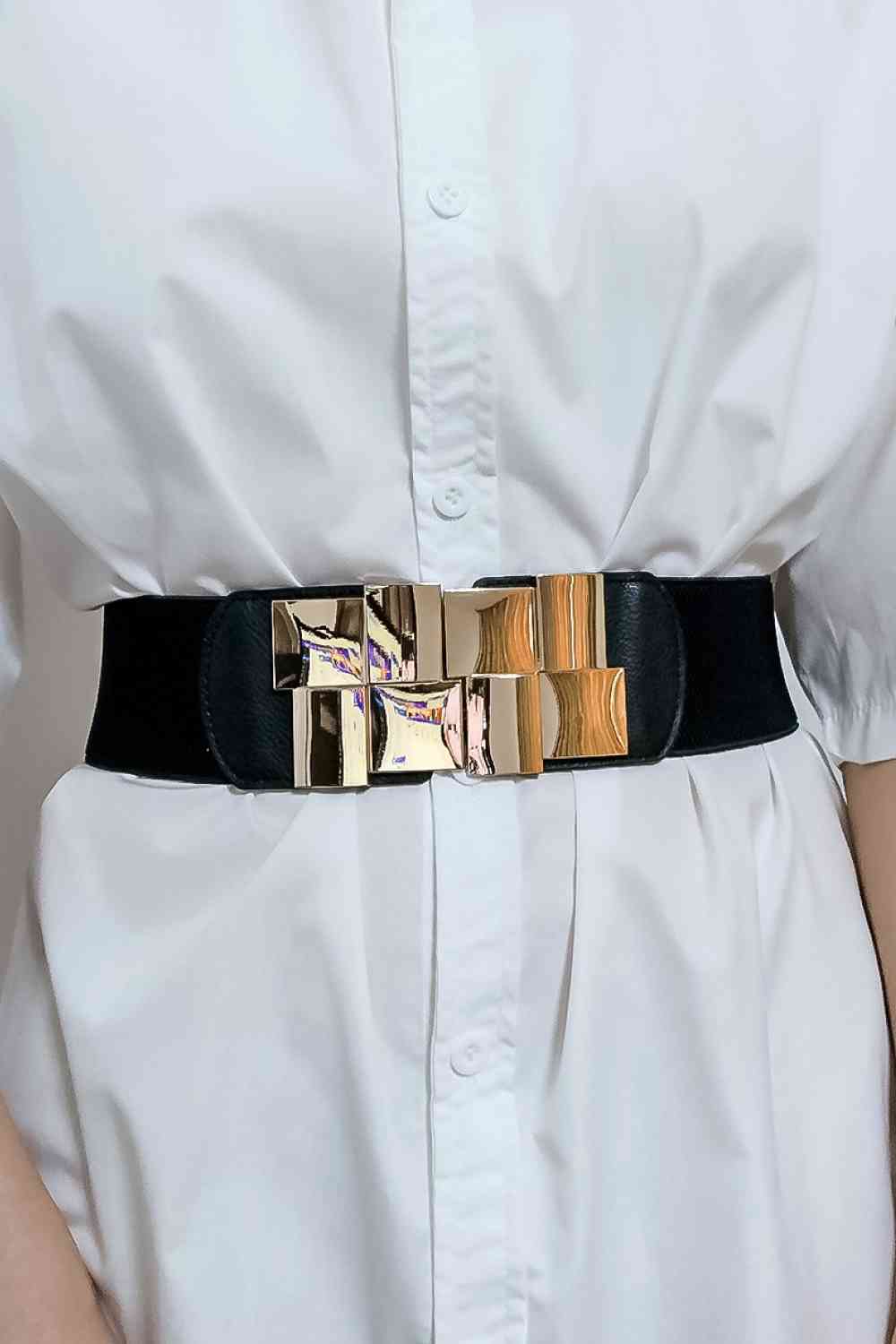 Geometric Buckle Elastic Wide Belt - Munsieur