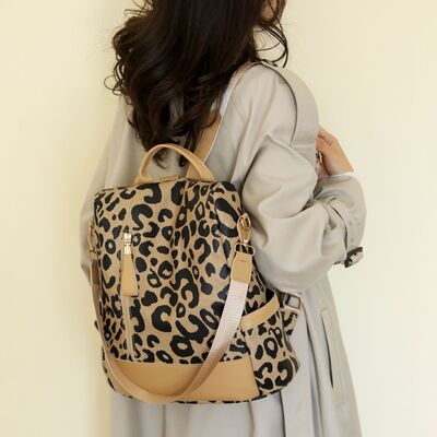 Stylish Leopard PU Leather Backpack for Trendsetters - Munsieur