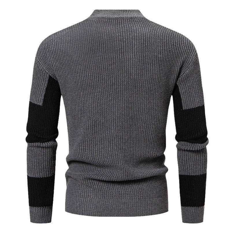 Men's Hoodie Half Turtleneck Color Matching Casual