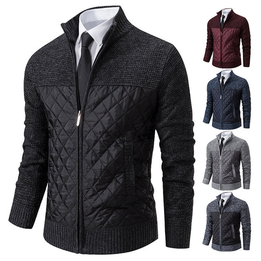 Men's Coat Color Matching Zipped Stand Collar - Munsieur