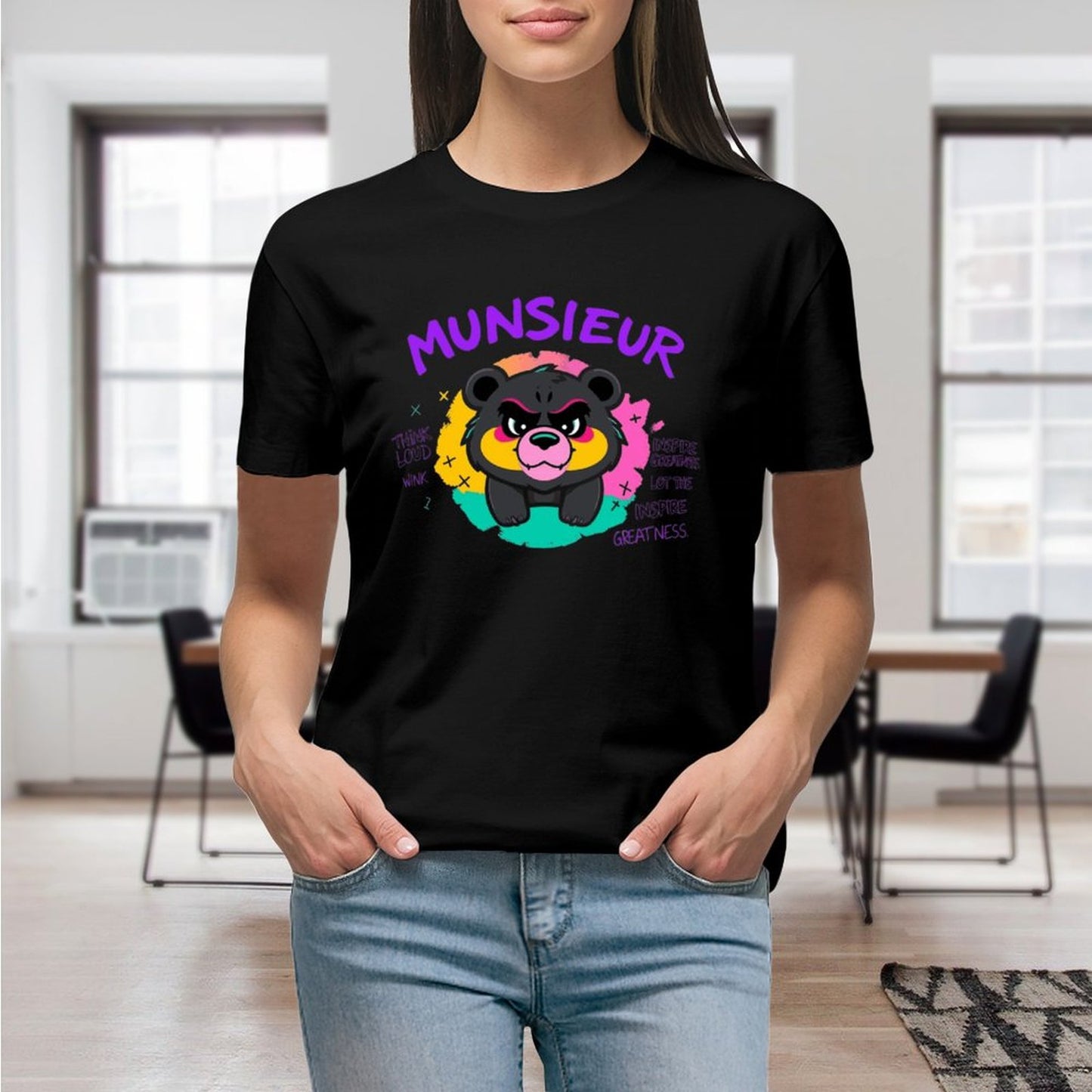 Women's Munsieur T-shirt "Think Loud" Teddy Bear T-shirt