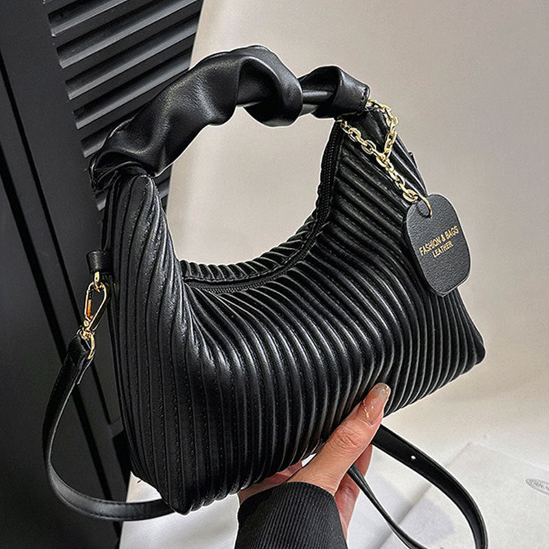 Women's Fashion Crossbody Bag PU Leather Pleated Cloud Small Tote Bags Casual Simple Elegant Temperament Messenger Bags