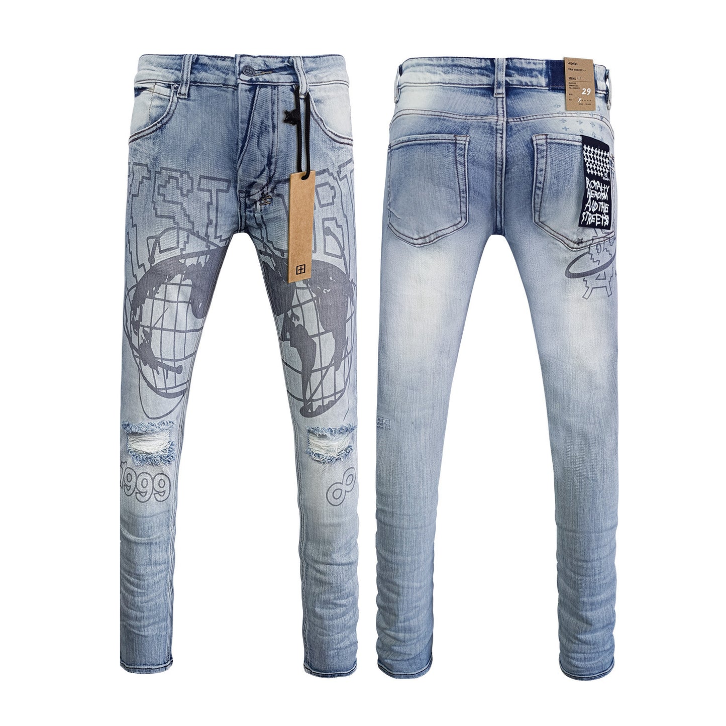 Straight Ripped Stretch American High Street Casual Men's Pants