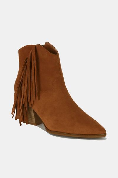 Beast Fashion Suede Fringe Point Toe Ankle Boots - Munsieur