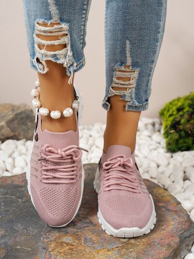 Cutout Leopard Lace Up Mesh Athletic - Munsieur